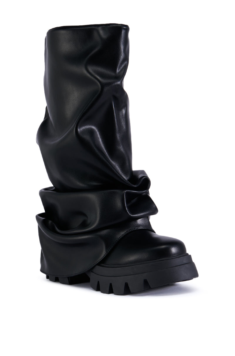 AZALEA WANG MATE BLACK RUCHED BOOT