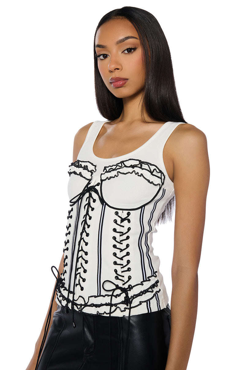 ALYSHIA TIE UP CORSET INSPIRED TANK TOP