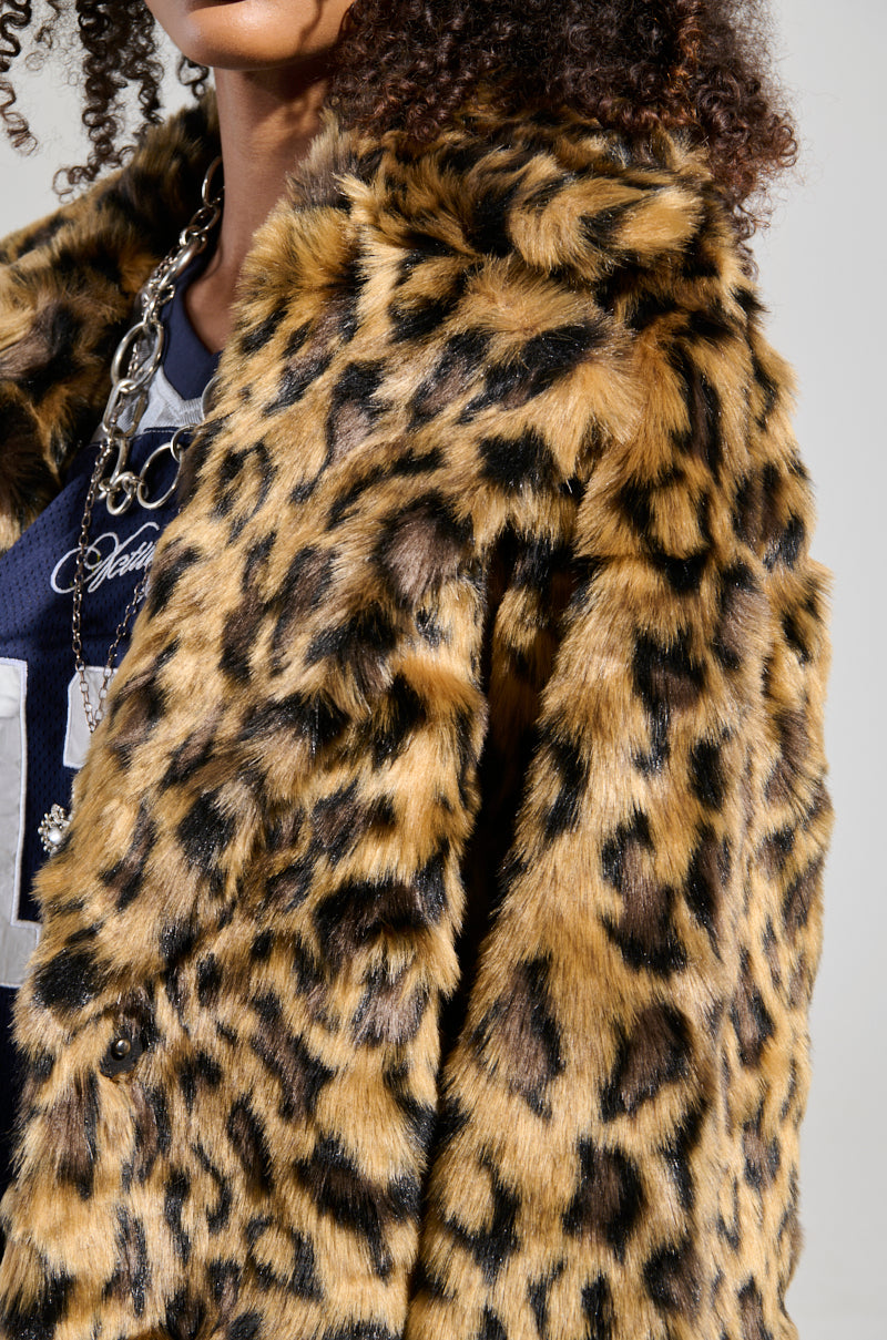 CATTY FAUX FUR LEOPARD COAT