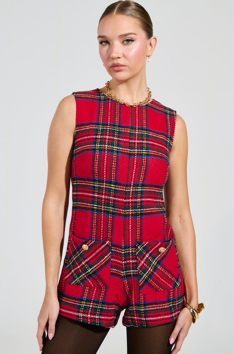 BEST DRESSED PLAID MINI DRESS IN RED