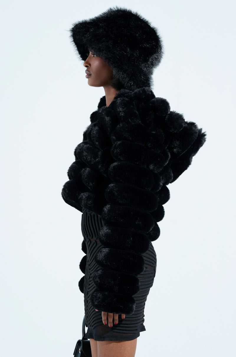 POPCORN FAUX FUR IN BLACK