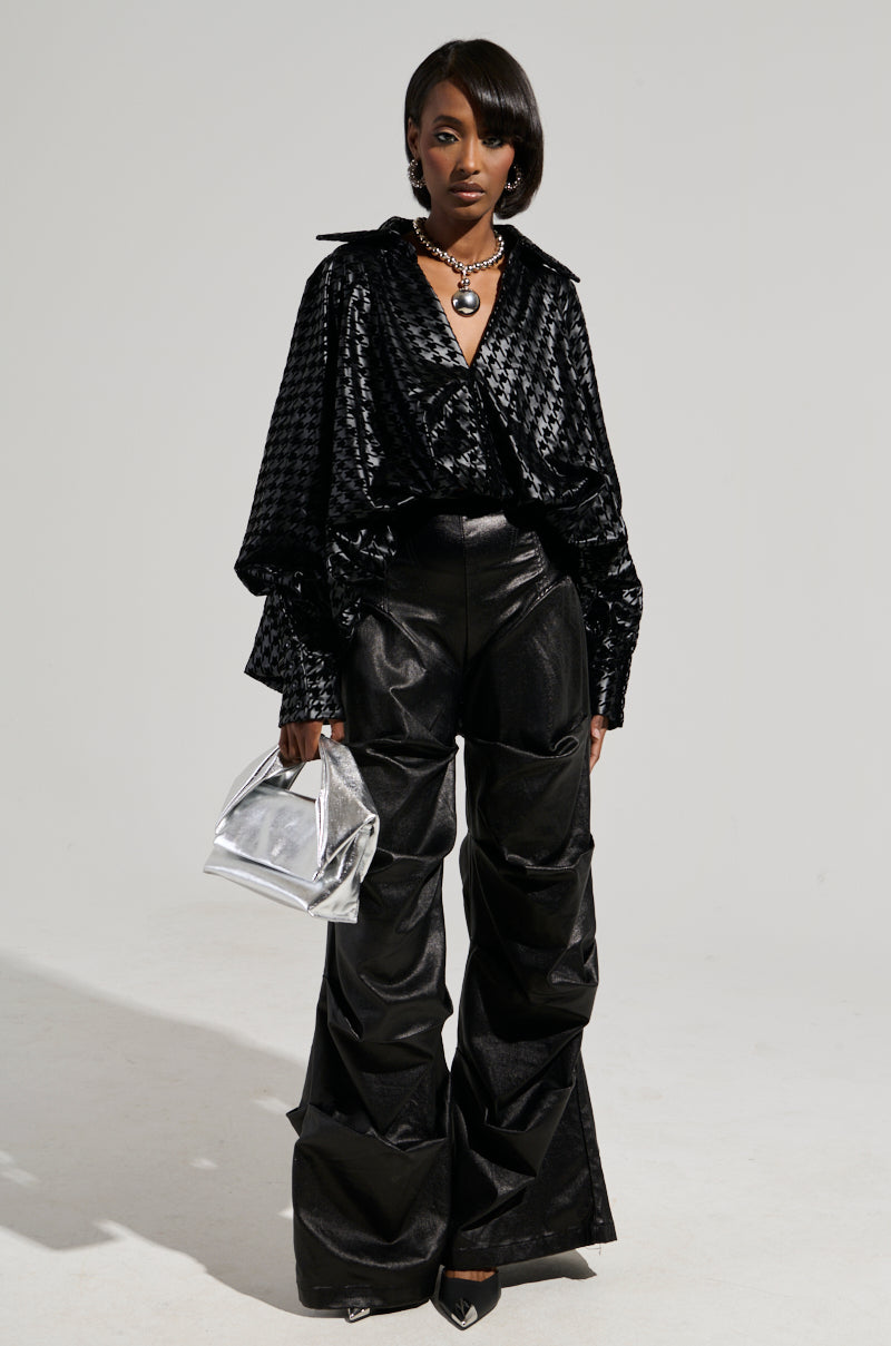 MIXED MESSAGES FAUX LEATHER PANT