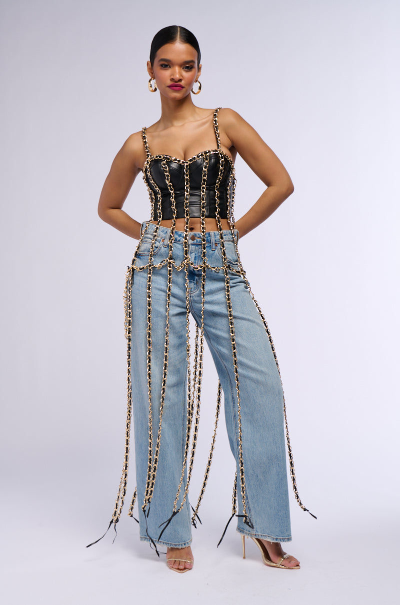 RICH ENERGY LONG CHAIN BUSTIER TOP