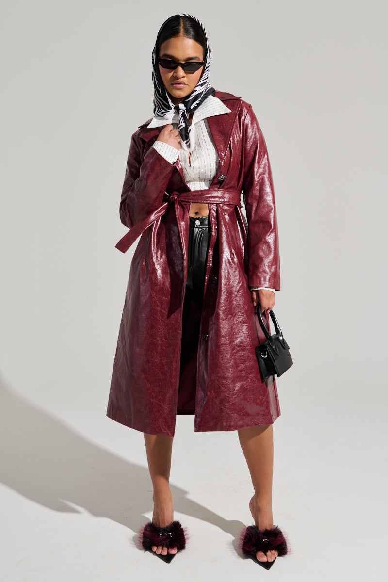 MISA FAUX LEATHER TRENCH