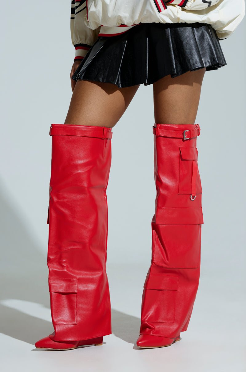 AZLAEA WANG ALEXIA RED WEDGE BOOT