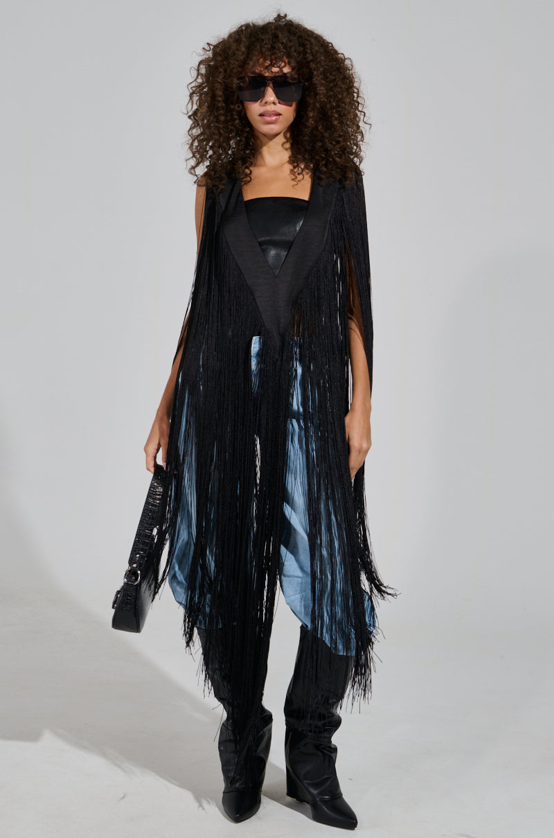 ON THE FRINGE LONG TOP