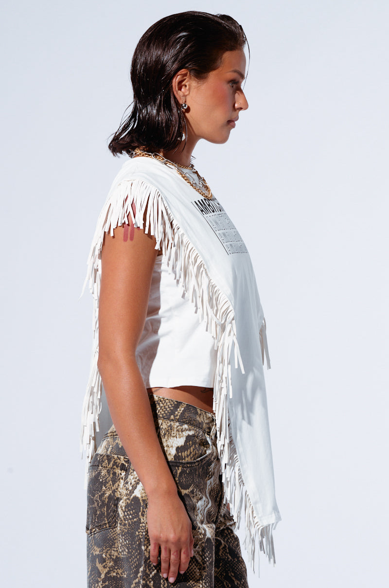 AMBITCHOUS FRINGE DETAIL T-SHIRT