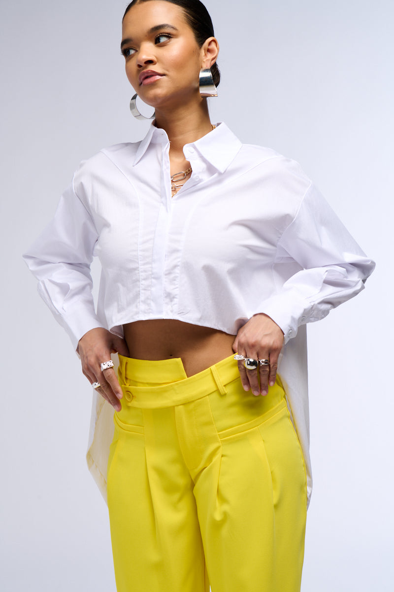 STEPHANIE HIGH LOW POPLIN BUTTON DOWN SHIRT