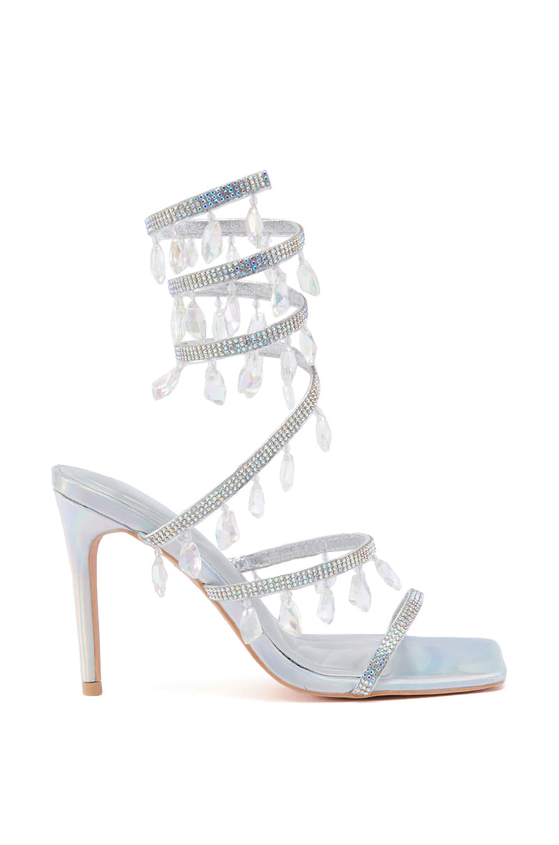 AZALEA WANG REIKO SILVER HOLOGRAPHIC SPIRAL SANDAL