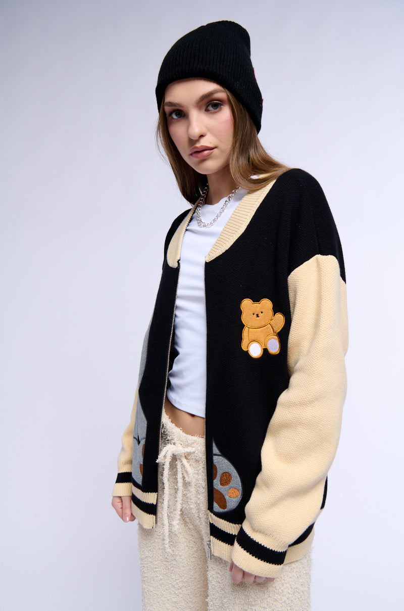 BEARY COZY FULL ZIP OVERSIZED SWEATER