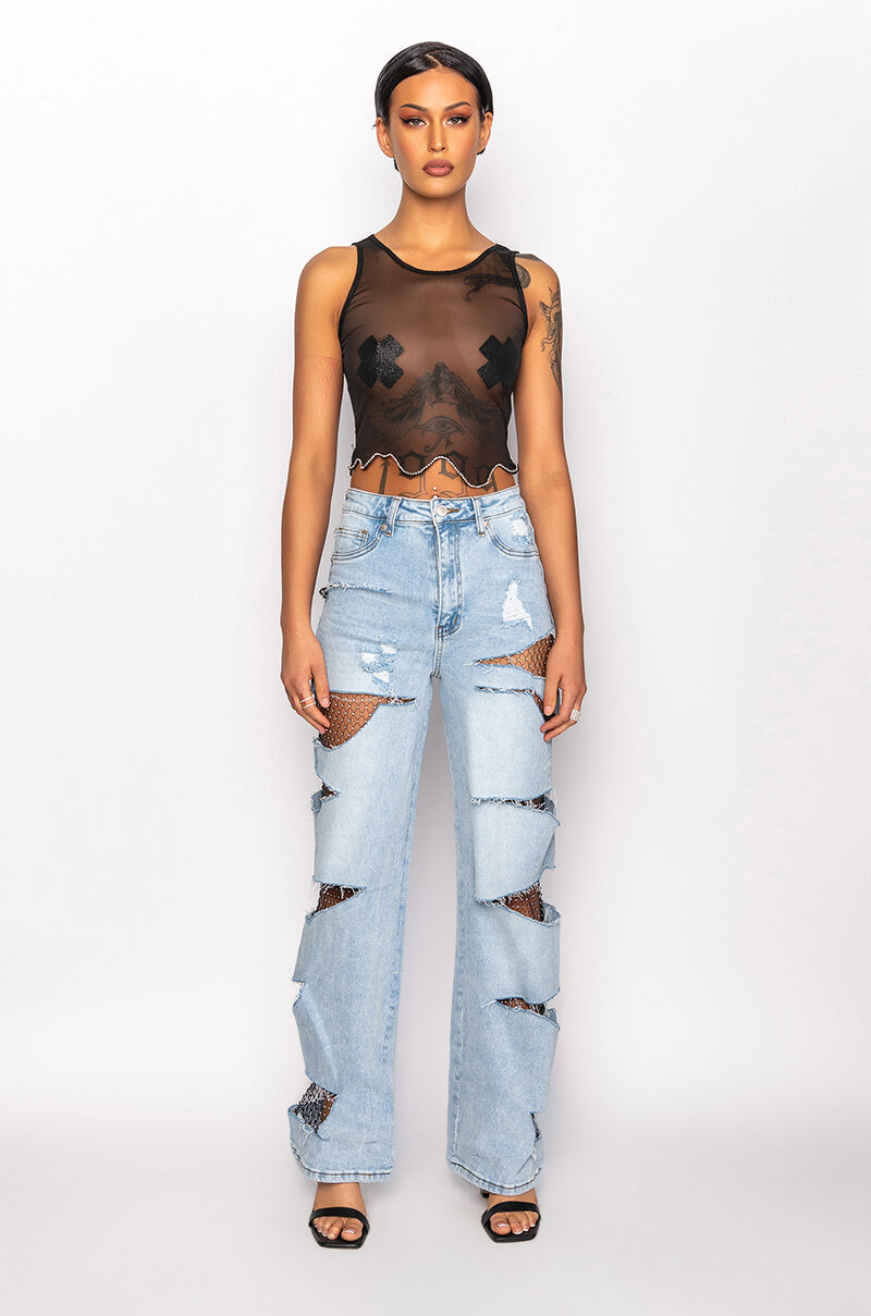 STARSTRUCK RHINESTONE RELAXED JEANS