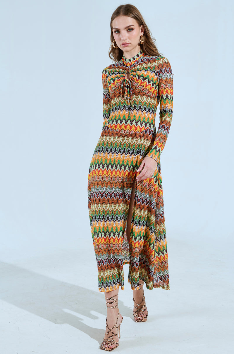 BAYLEE ABSTRACT PRINT KNIT MAXI DRESS