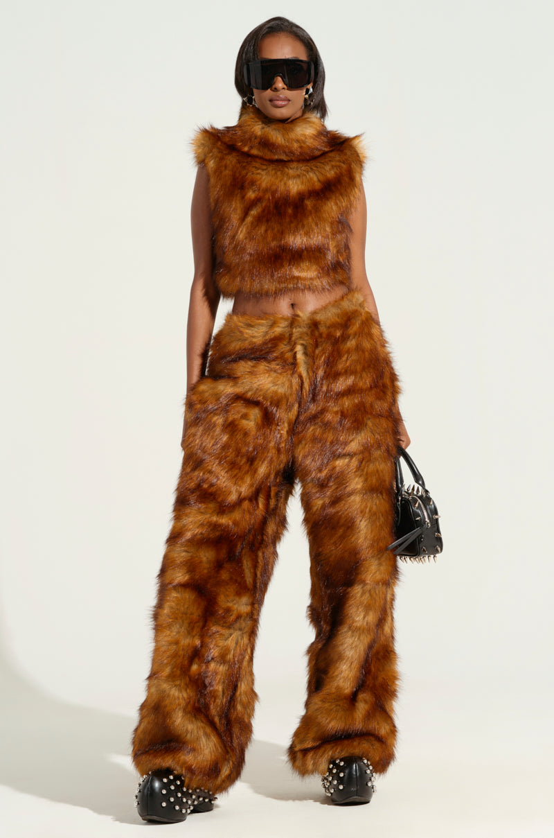 JODIE WIDE LEG FASHION FUR PANT