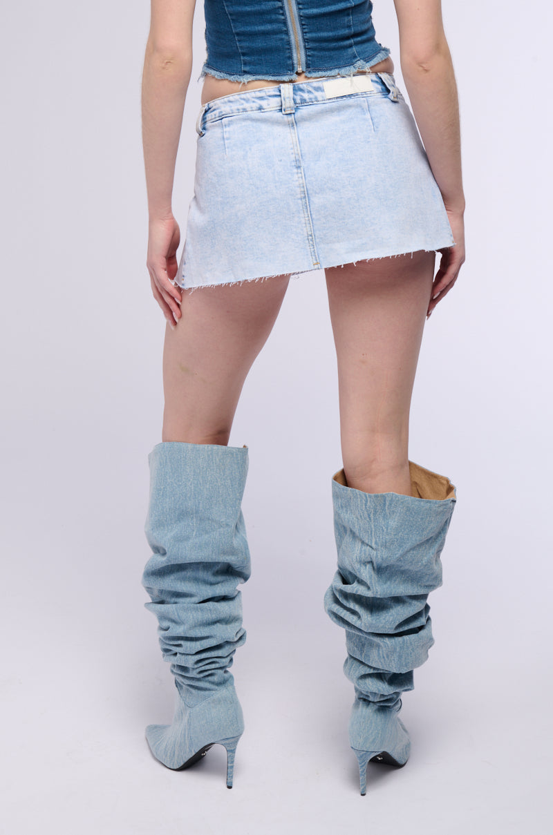 SICILY ACID WASHED DENIM MINI SKIRT