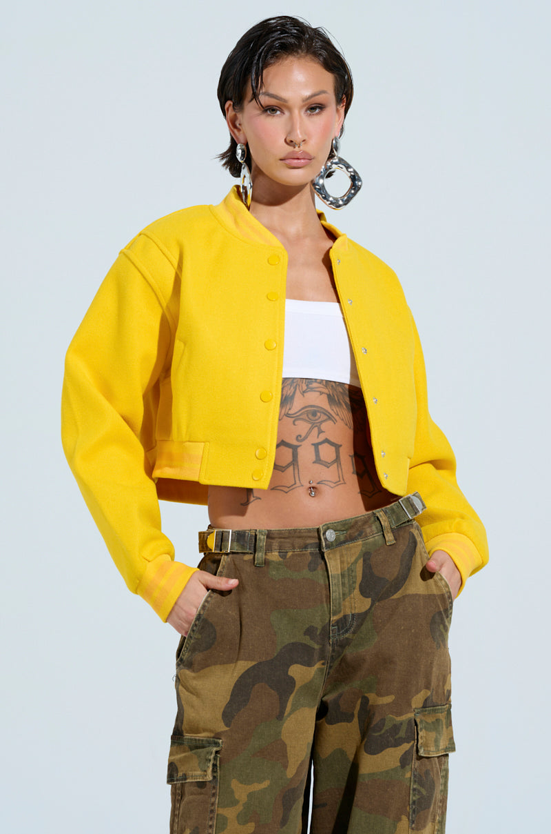 DAVIS EVERYDAY VARSITY BOMBER IN YELLOW