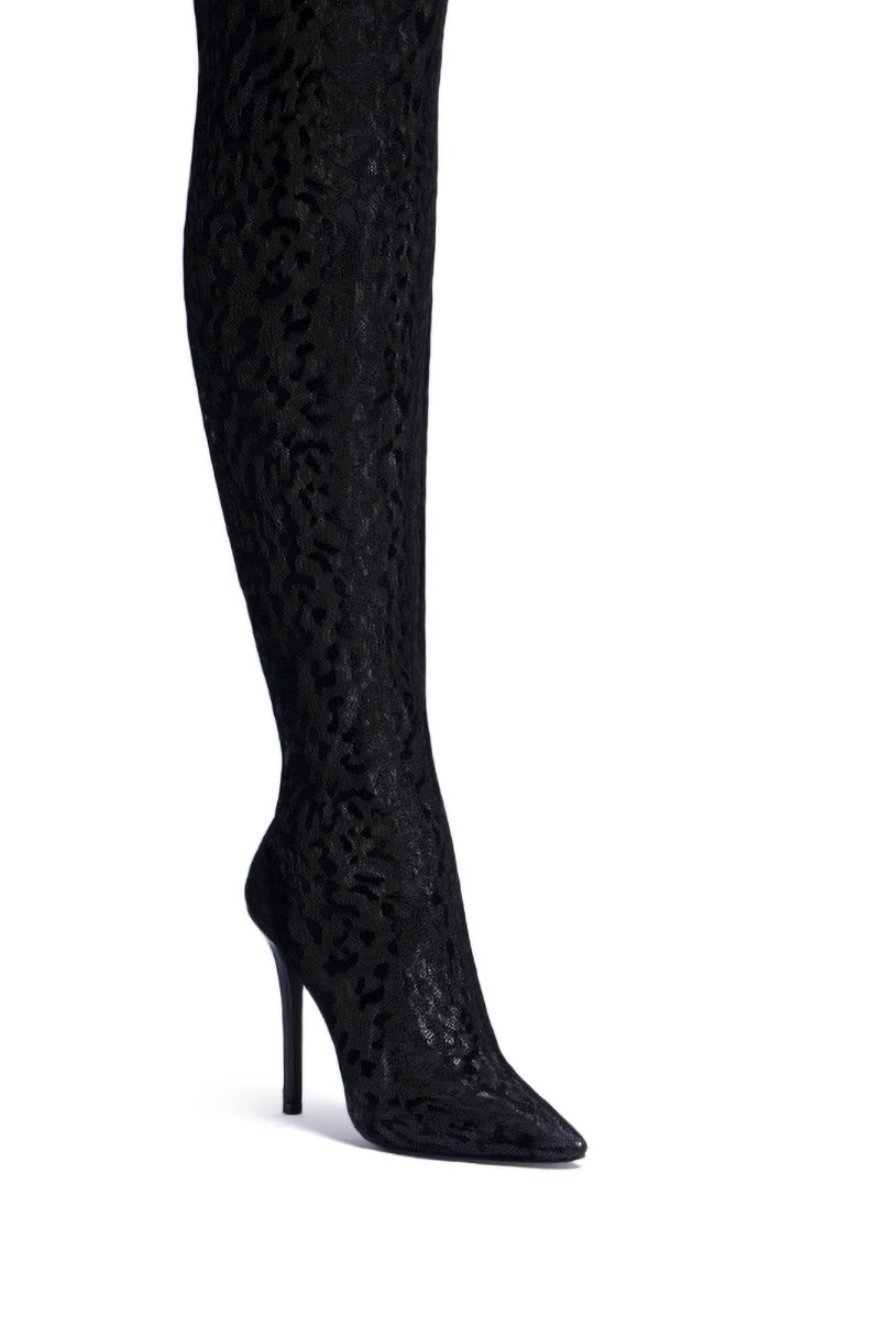 AZALEA WANG FREYJA OVER THE KNEE LACE BOOT IN BLACK