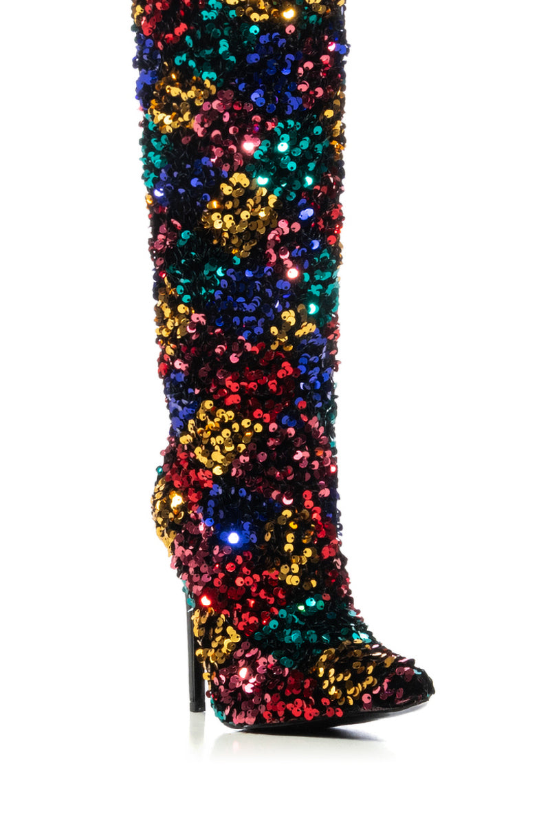 AZALEA WANG JIMENA MULTI SEQUIN STILETTO BOOT