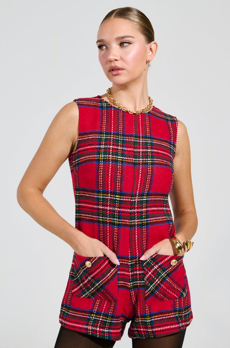 BEST DRESSED PLAID MINI DRESS IN RED