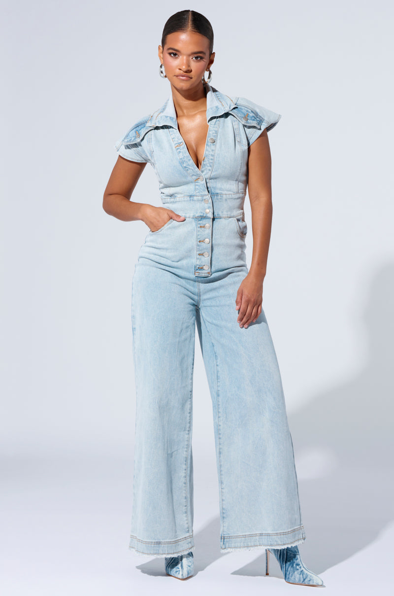 COOL GIRL WIDE LEG DENIM JUMPSUIT