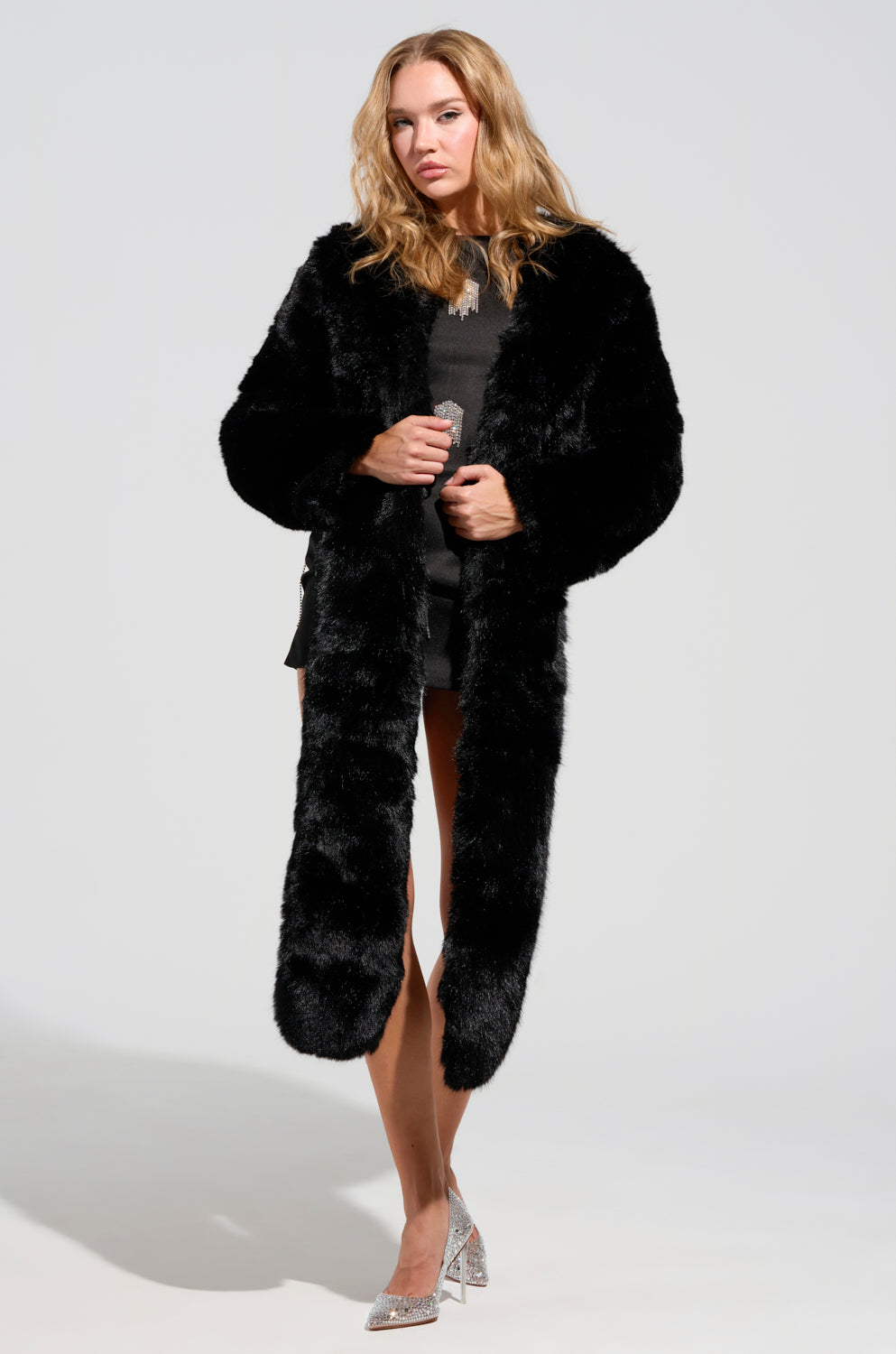 BUSINESS IN THE FRONT ASYMMETRICAL FUR BOLERO