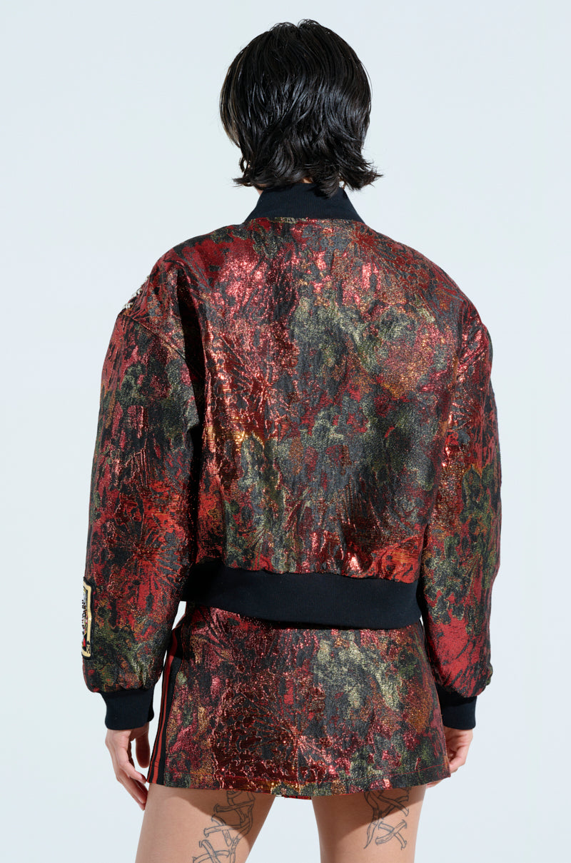 SHOW YOUR CARDS BROCADE BOMBER