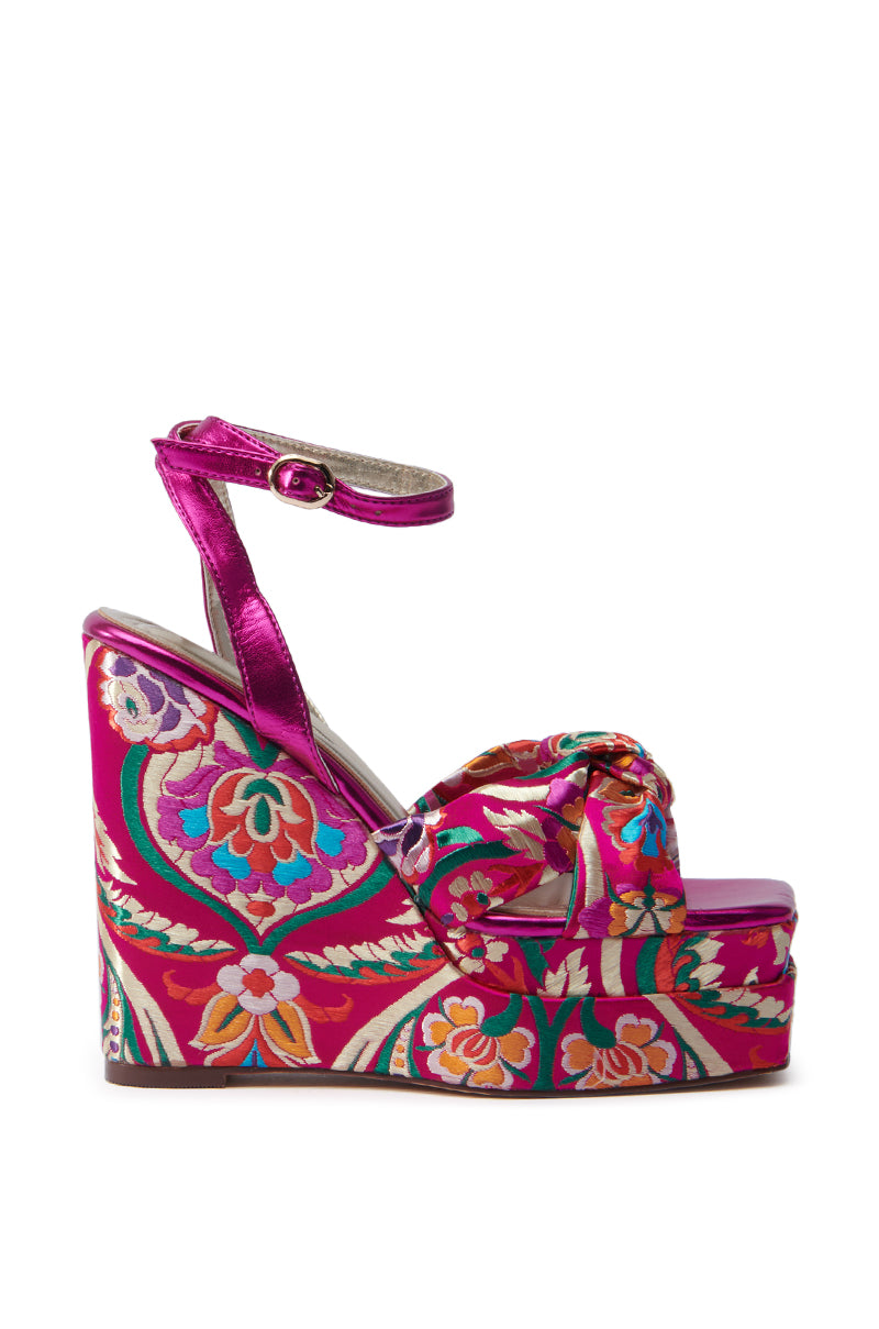 AZALEA WANG HAYDEN PRINTED WEDGE SANDAL