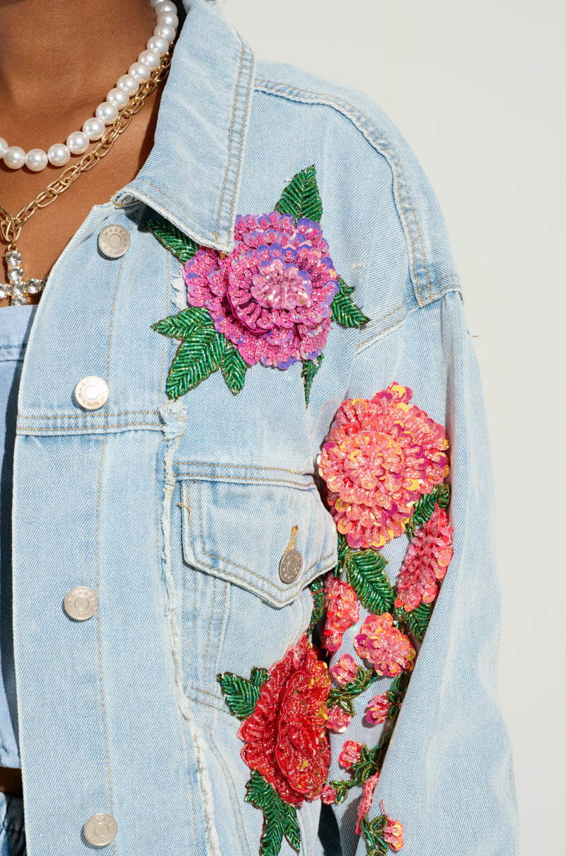 GARDEN OF EDEN EMBELLISHED DENIM JACKET