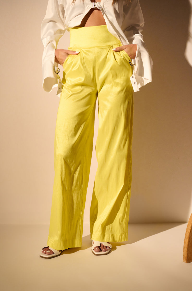 BIG BOOTY HIGH WAIST WIDE LEG TROUSER IN YELLOW