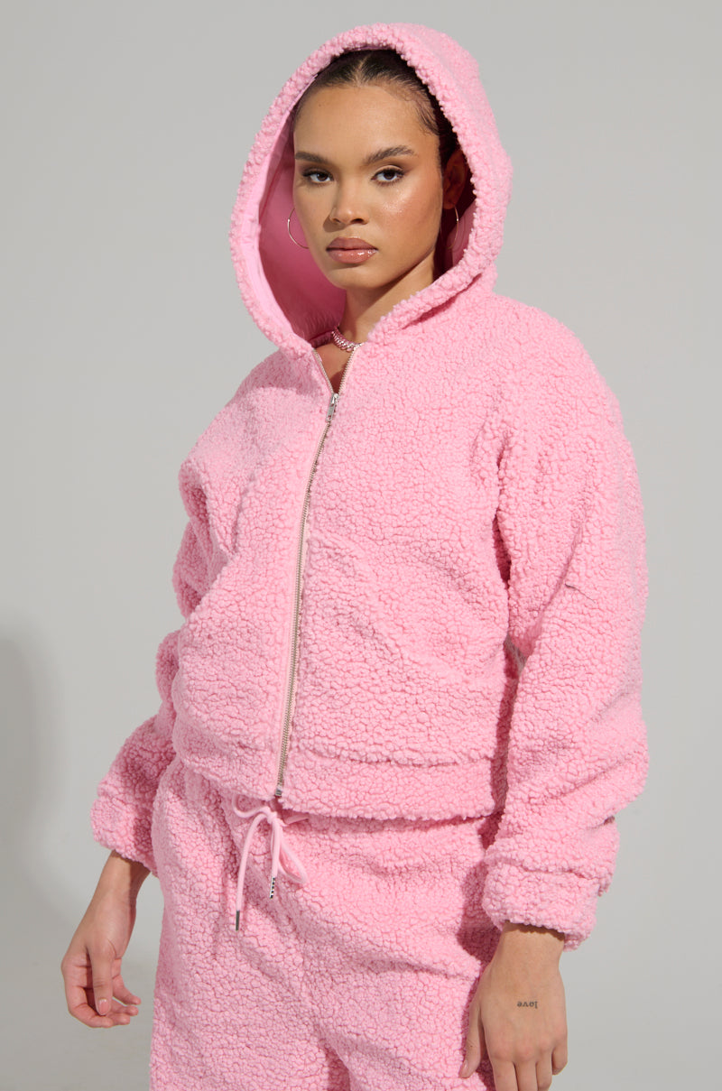 SOUR CANDY SHERPA ZIP UP HOODIE