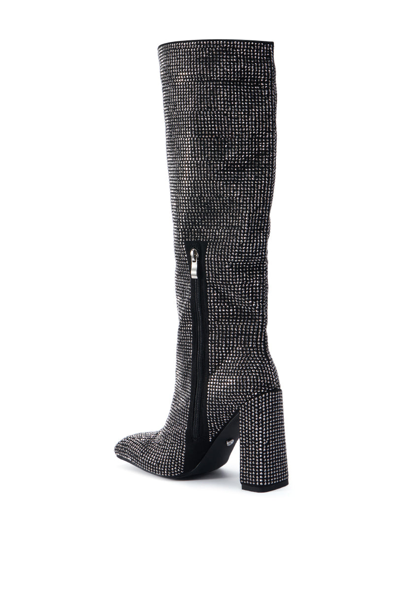 AZALEA WANG ISKANDER BLACK RHINESTONE BOOT