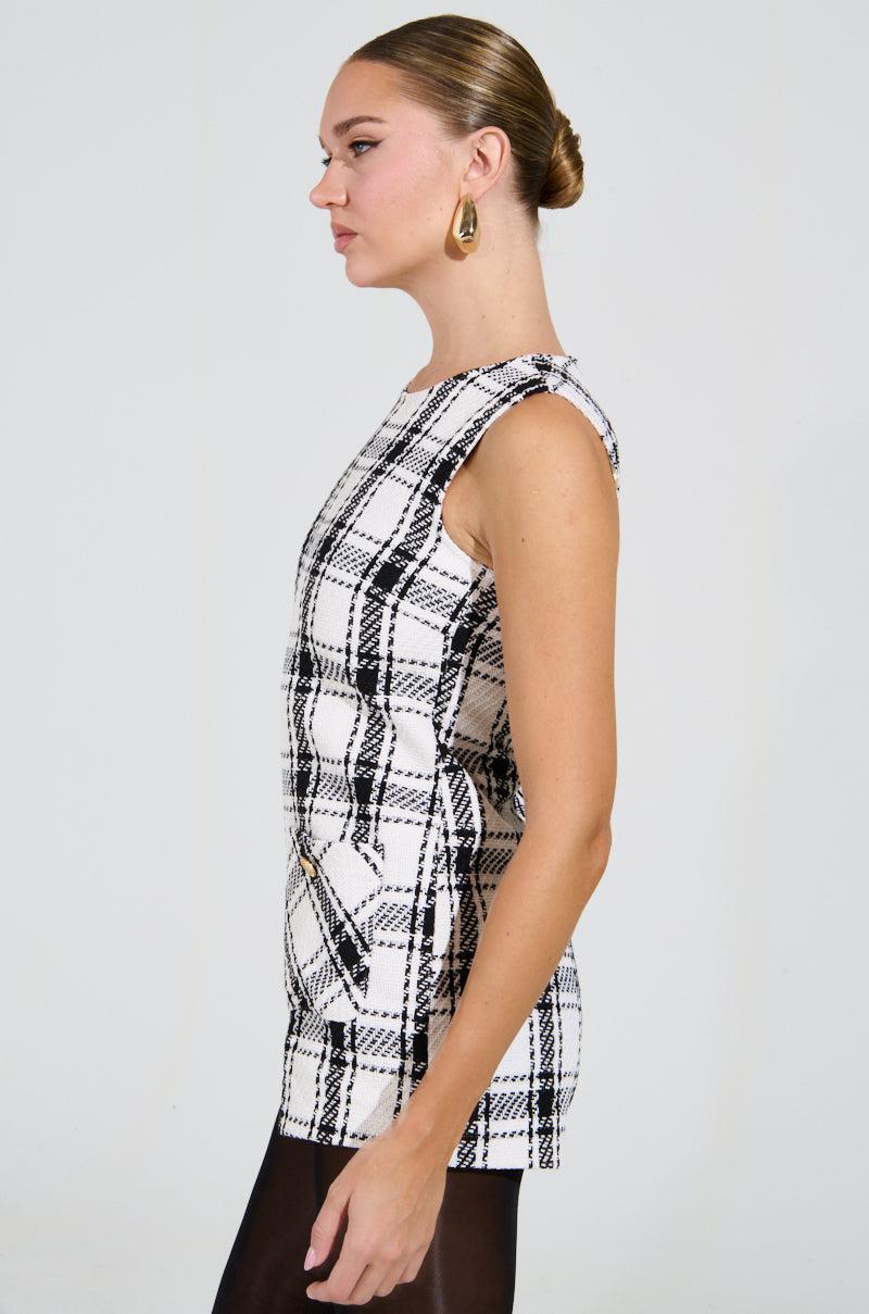 BEST DRESSED PLAID ROMPER IN WHITE