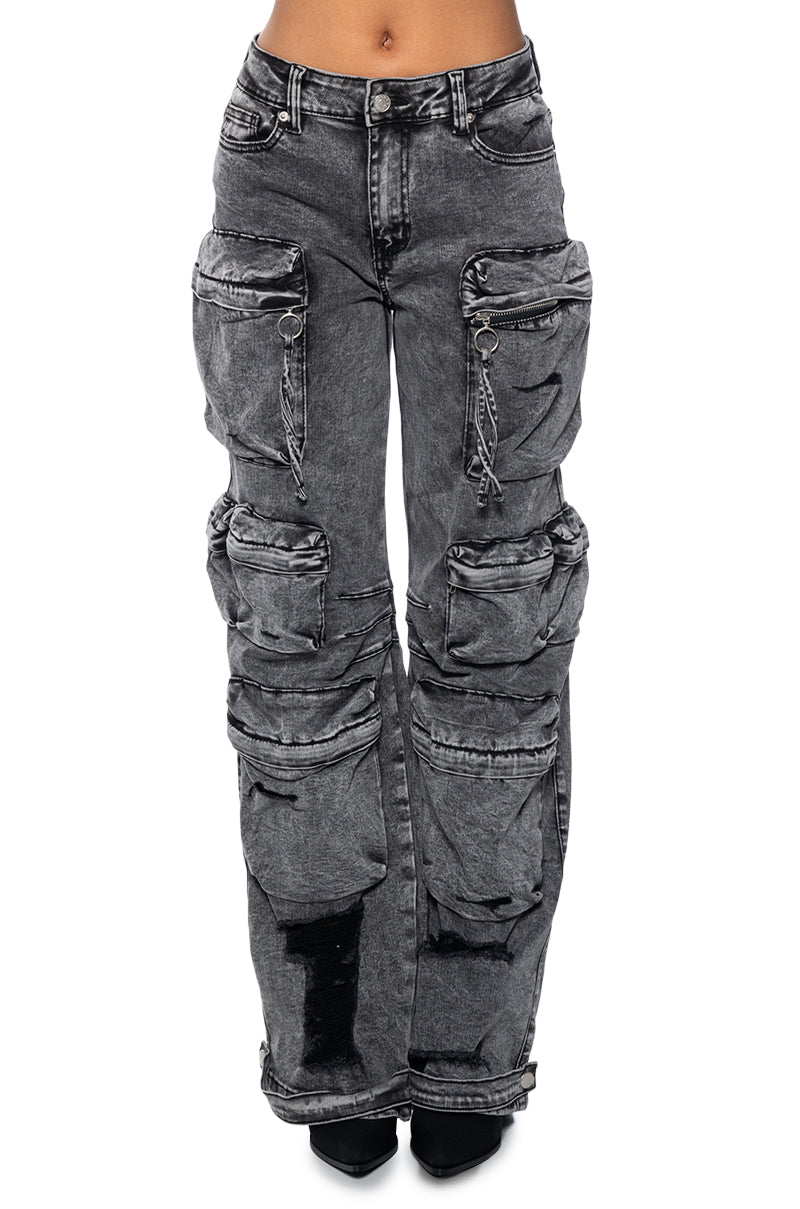 SOMETHING WILD DENIM CARGO PANTS