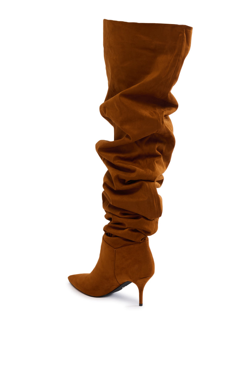 AZALEA WANG ZAKI TAN FAUX SUEDE SLOUCH BOOT