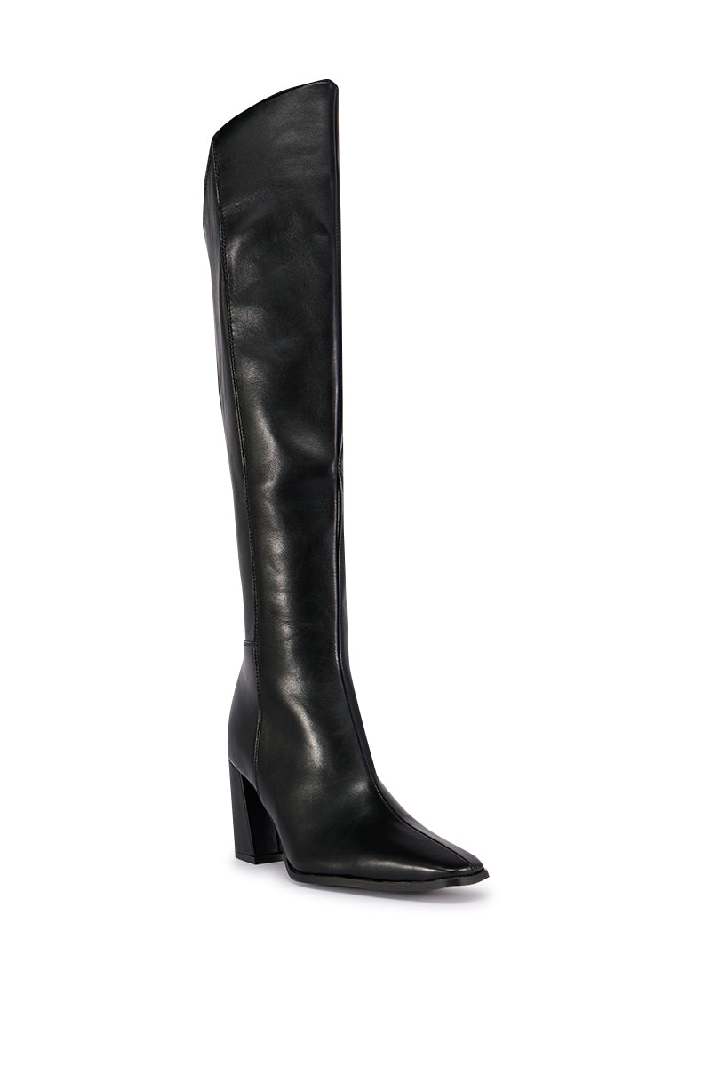 AZALEA WANG YAHYA BLACK ASYMMETRICAL TOPLINE BOOT