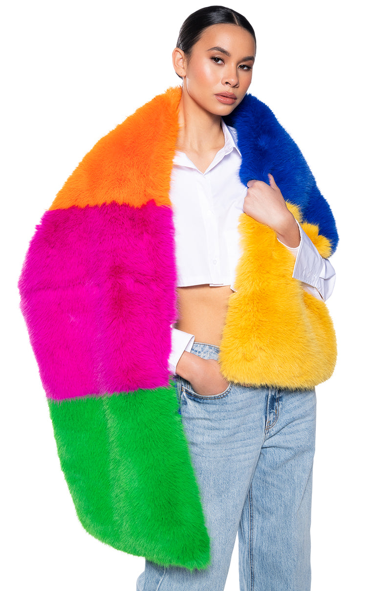 TASH DAY OFF FUR MULTI COLOR SCARF