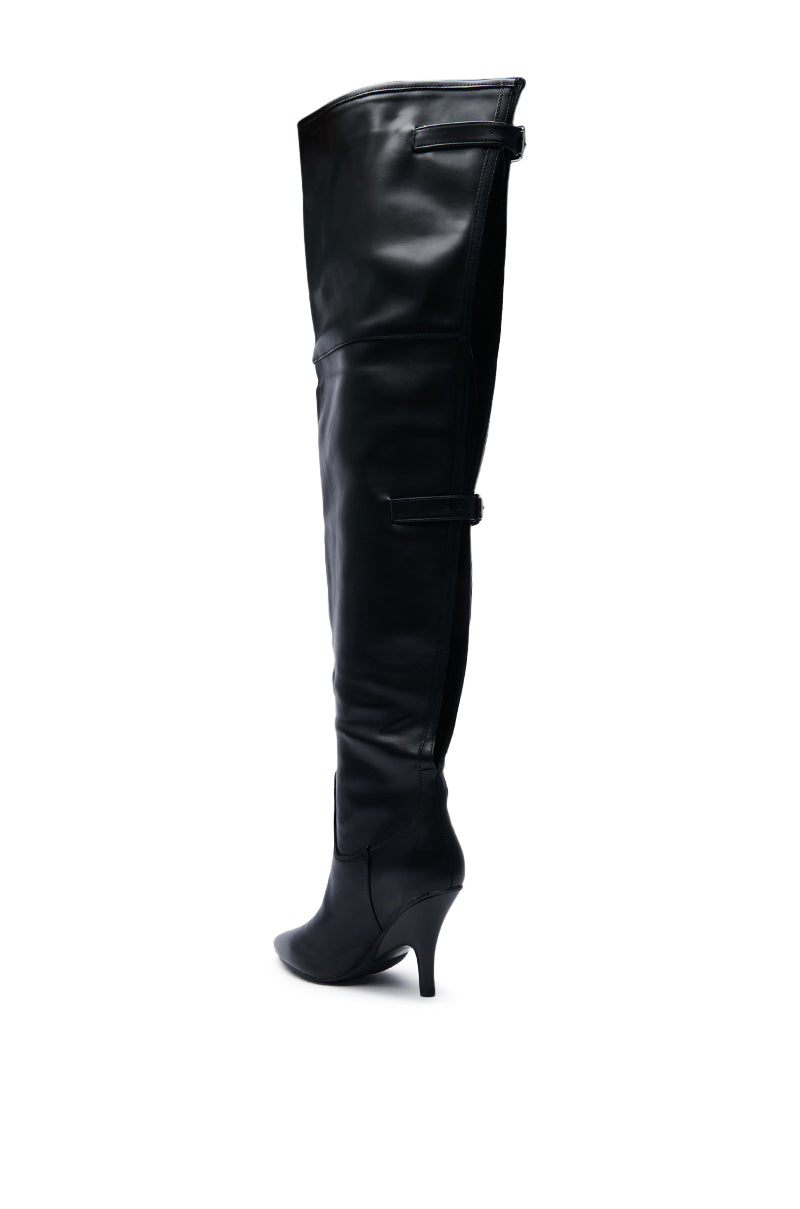 AZALEA WANG BACKER BLACK KITTEN HEEL OVER THE KNEE BOOT