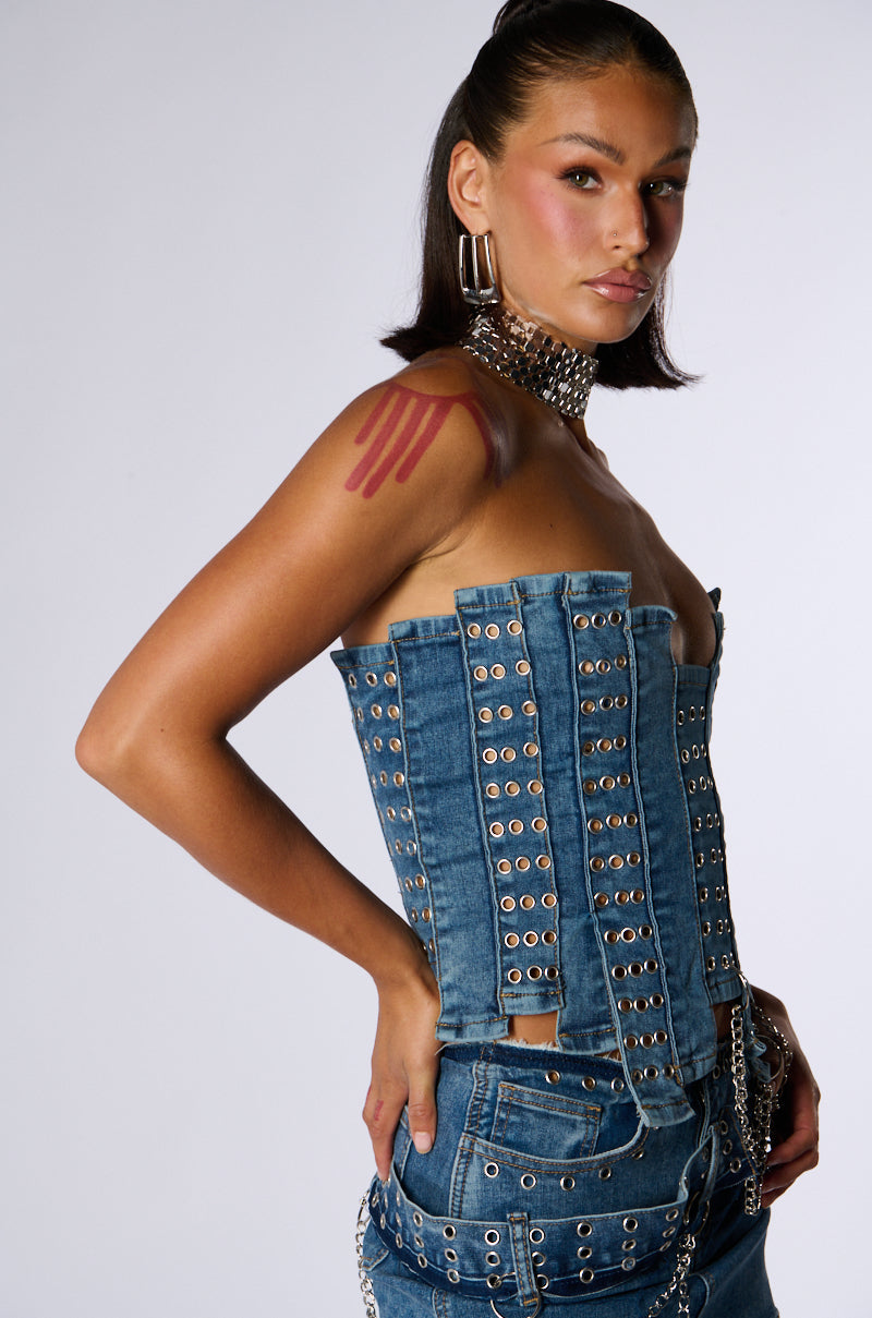 JUST WANNA ROCK DENIM TUBE TOP