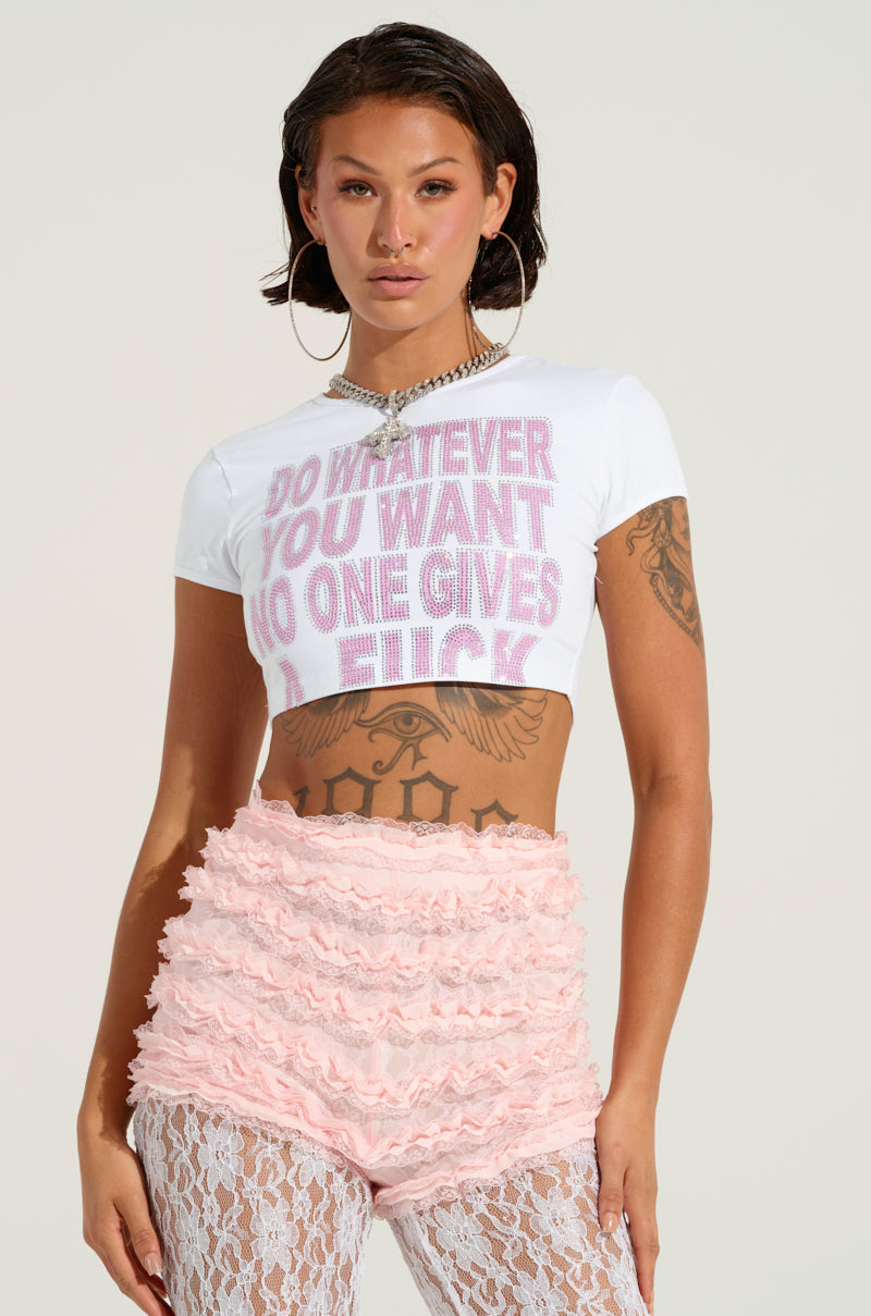 DO WHATEVER YOU WANT RHINESTONE BABY TEE