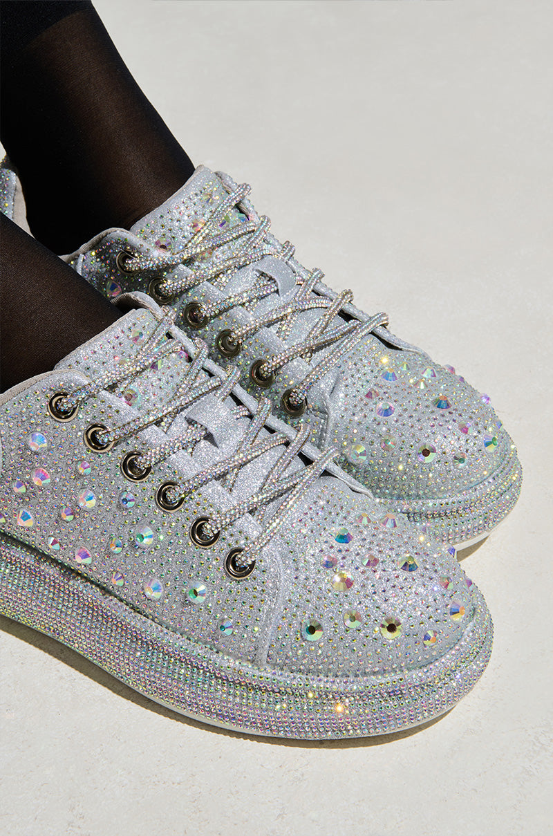 AZALEA WANG AZURE SILVER RHINESTONE SNEAKER