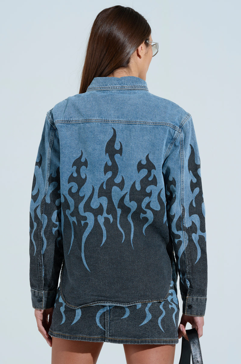 FIRE TO MY FLAME DENIM SHIRT