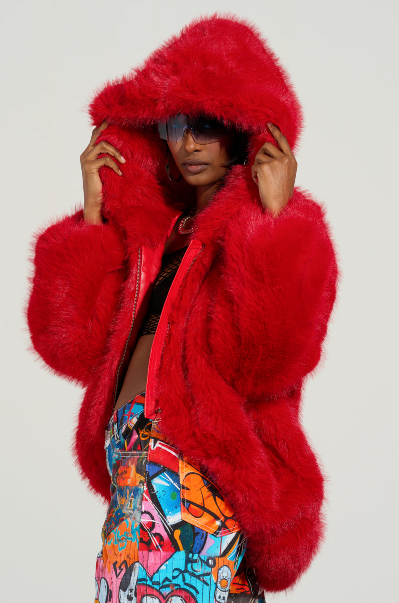 LOOK AT ME NOW HOODED FUR BOMBER