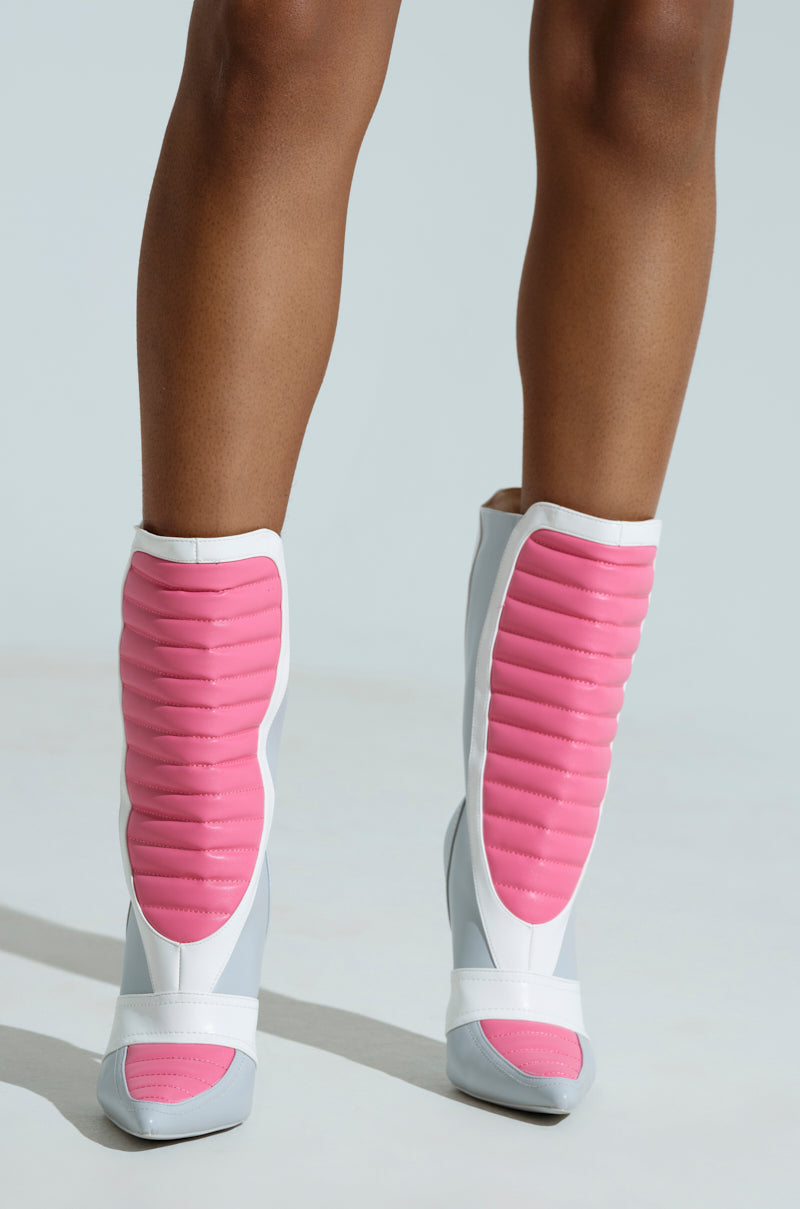 AZALEA WANG LORDEANA PINK SPORTY COCKTAIL BOOTIE