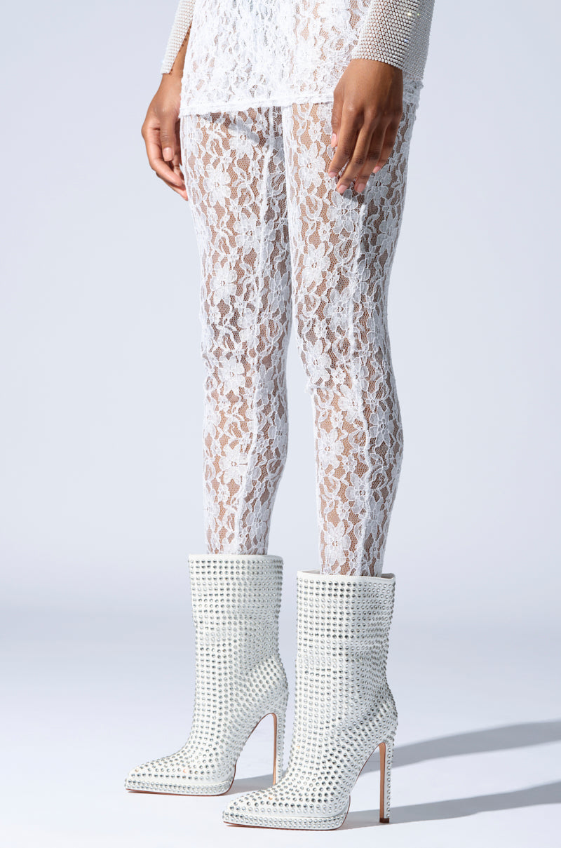 AZALEA WANG JUBAL WHITE EMBELLISHED BOOTIE