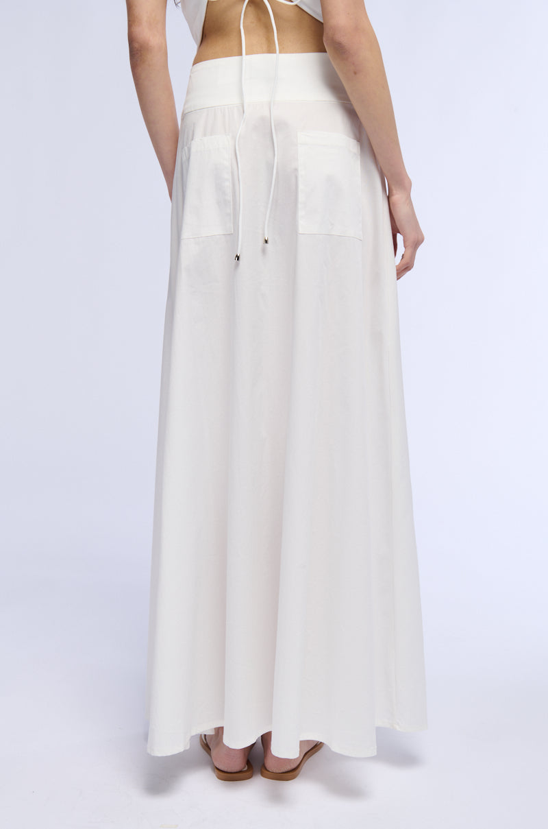 GONE GIRL FRONT BUTTON DOWN POPLIN MAXI SKIRT