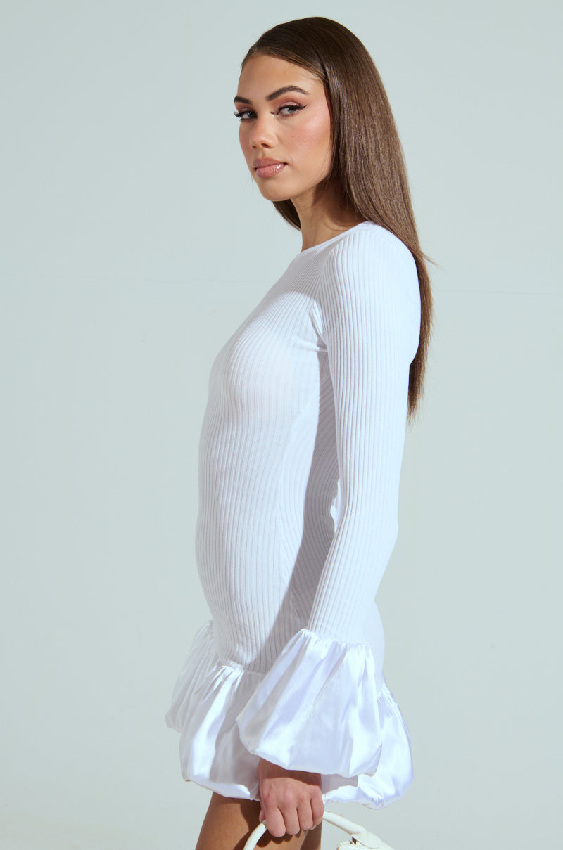 CAN'T MISS ME KNIT MINI DRESS IN WHITE