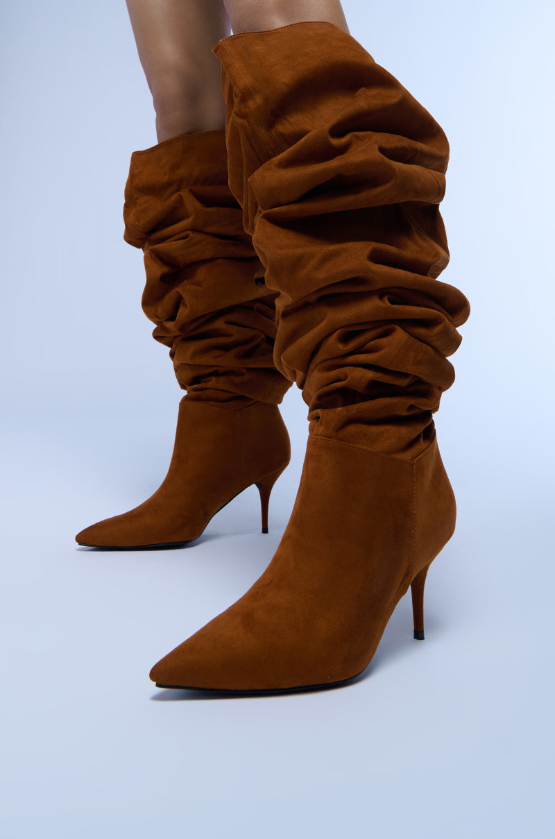 AZALEA WANG ZAKI TAN FAUX SUEDE SLOUCH BOOT