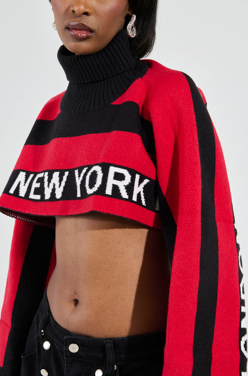 NEW YORK ULTRA CROP SWEATER IN RED MULTI