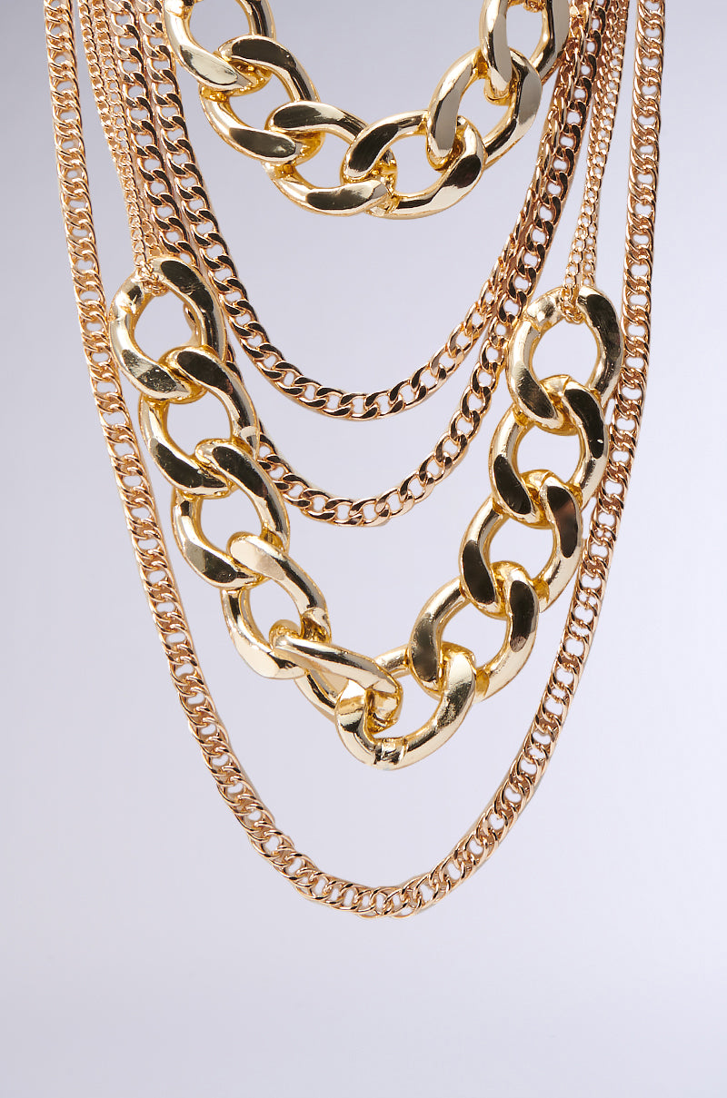 OMG SLAY LAYERED CHAIN NECKLACE IN GOLD