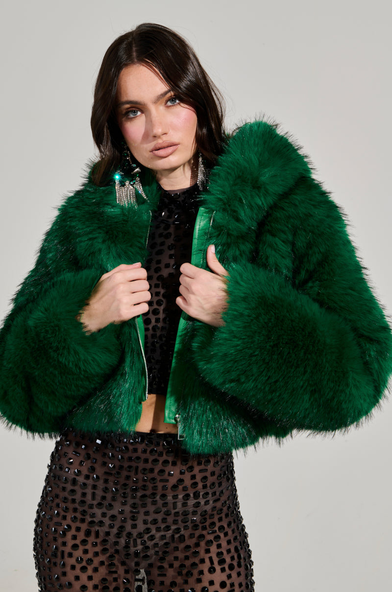 LUCKY HOODED FUR BOMBER