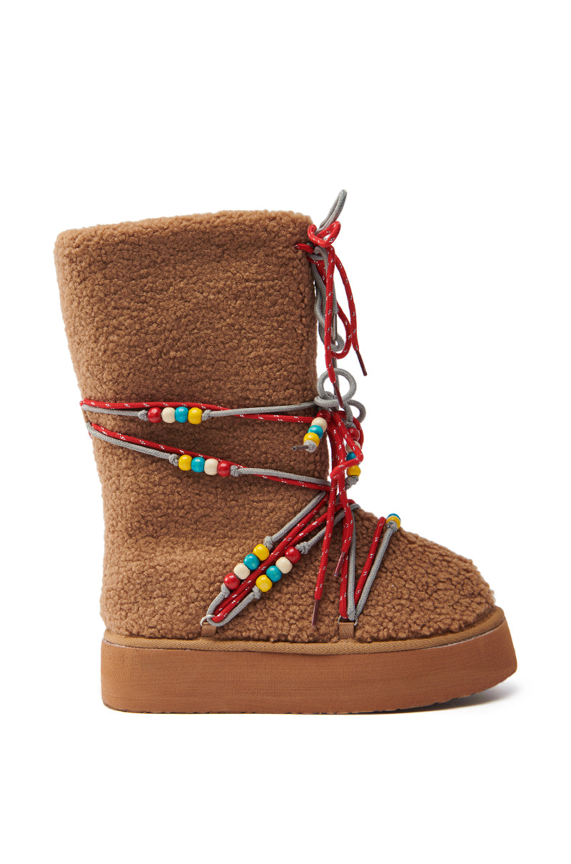 TIGHTROPES CHESNUT SHERPA WITH BEADS FLAT BOOTIE